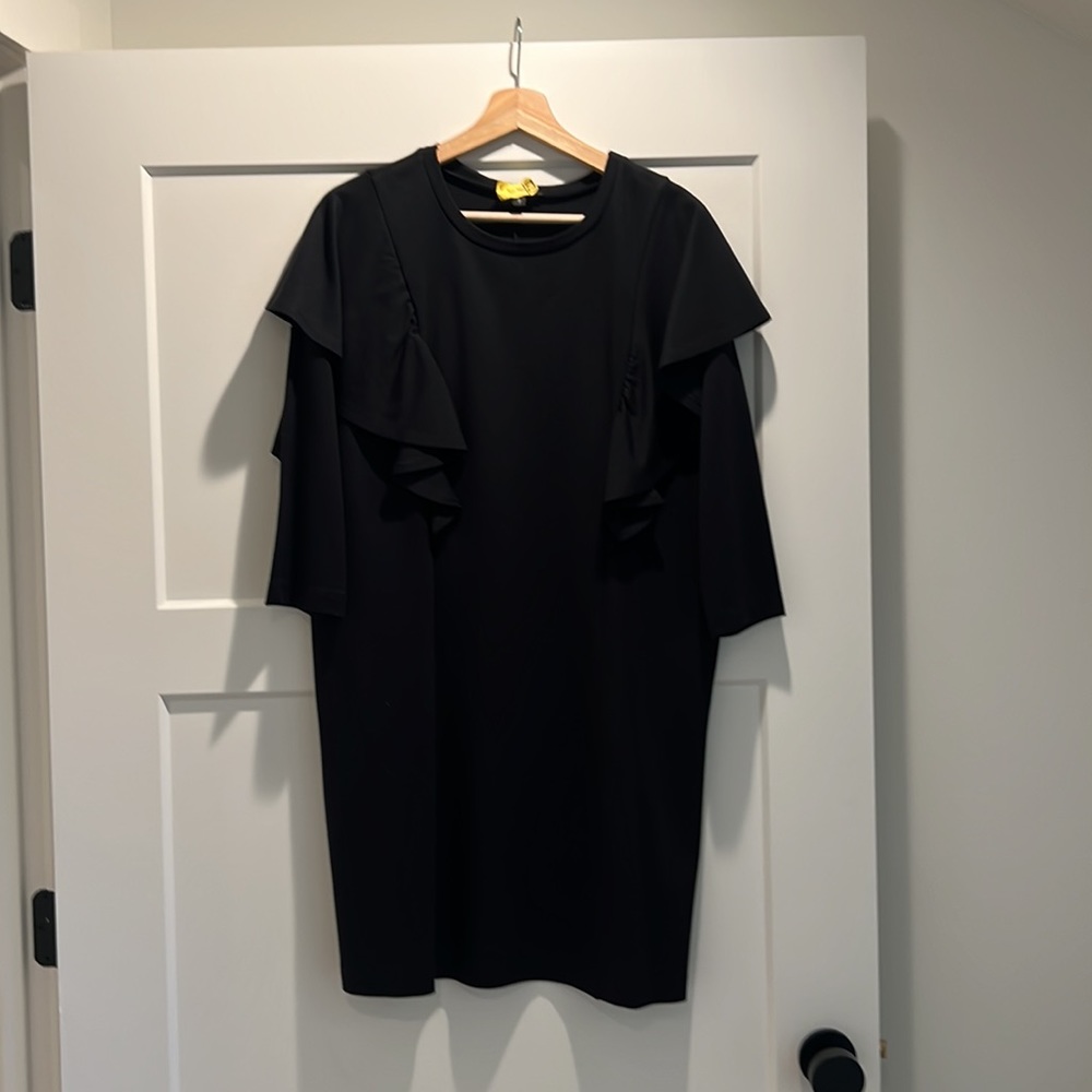 Express Ruffle Front 3/4 Sleeve Dress | Size Medium